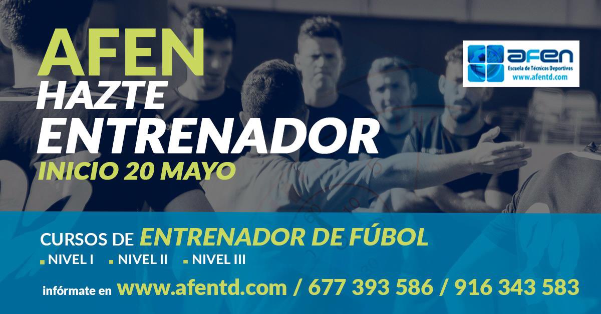 ⚽️ Curso de entrenador de fútbol 

📆 Mayo

📘Nivel I
📕Nivel II
📙Nivel III 

✅ Intensivo 

☎️ Llámanos o ✍️ escríbenos, y te informamos de todas tus dudas.

⏺️ Plazas limitadas 

➡️ Te esperamos !!!!