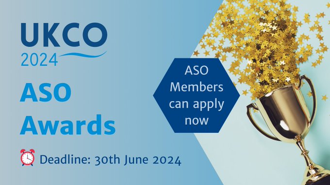 We are delighted to invite entries for the ASO Prevention and Treatment Award and the Ken Clare Award. The value of these awards is £500 to be presented at #UKCO2024. Open to ASO members - award details 🏆 ow.ly/uowG50QVTUJ