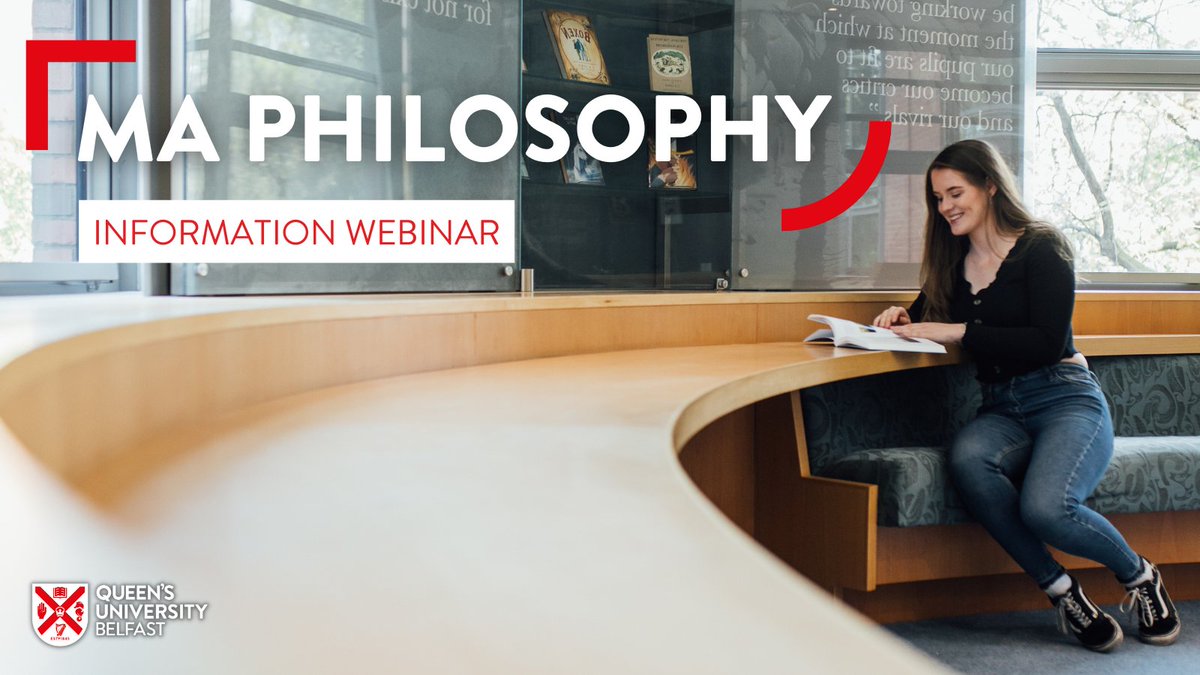 Interested in studying a Master’s in Philosophy? Click the link below and join Dr. Rebecca Bamford for an information webinar and gain an insight into these Master’s programmes. 📅 20/05, 2-3pm 🏛️ Online Register 👉 ow.ly/8SIE50QV7aZ