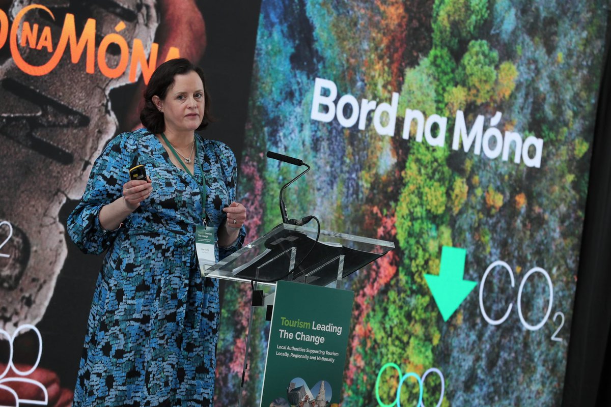 Narrow gauge rail networks in peatland areas in the Midlands are being repurposed by @BordnaMona to develop Greenway routes, with rewetting and replanting of bogs regenerating spaces that will link with other tourism hubs, Lisa Kealey explained  #lgtourism24