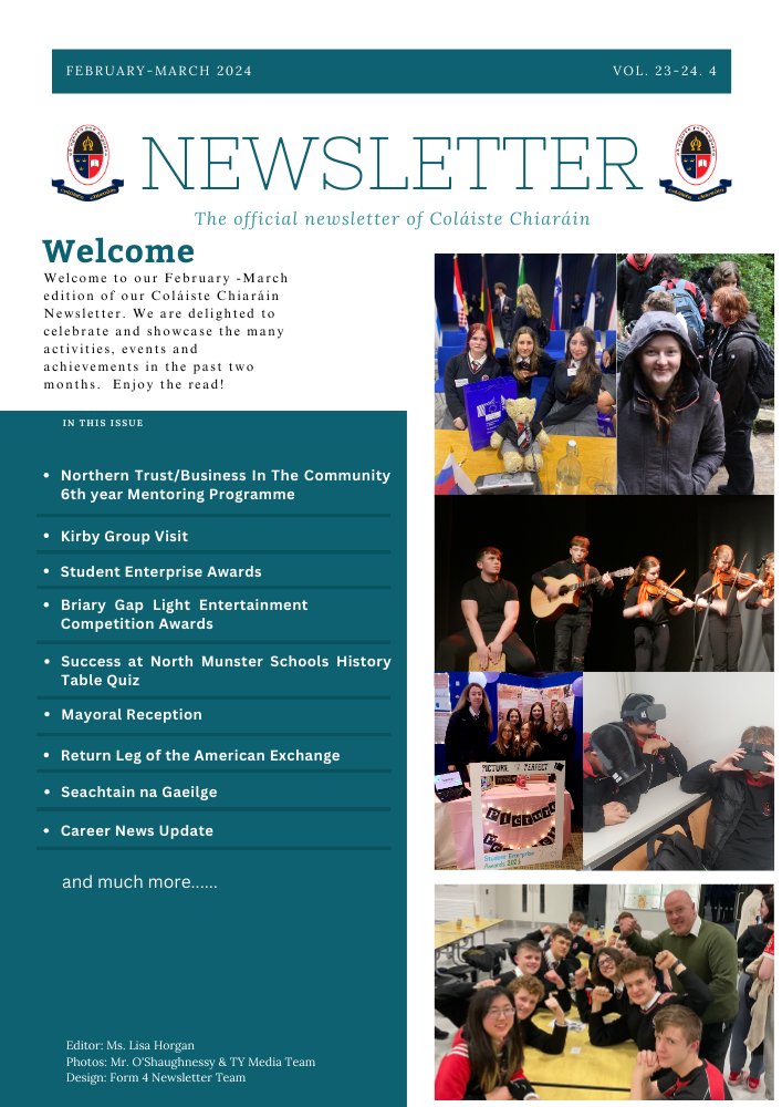 A busy few weeks at Coláiste Chiaráin. Check out our latest @colaiste Digital Newletter. Enjoy! cco.ie/wp/wp-content/… Full Archive here cco.ie/wp/newsletters @LCETBSchools @napd_ie @ilovelimerick