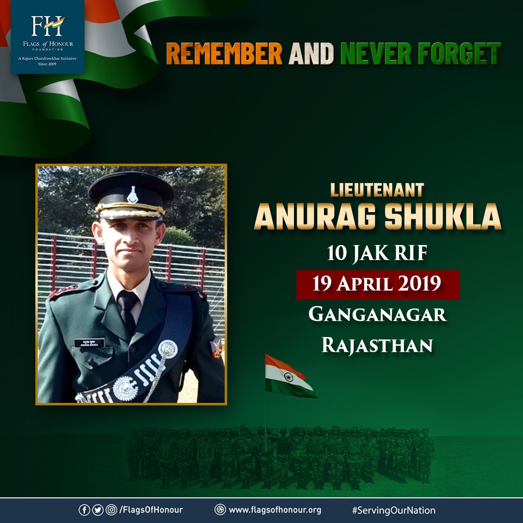 #OnThisDay in 2019, Lt Anurag Shukla, 10 JAK RIF, laid down his life while rescuing a fellow drowning soldier during an army exercise at Ganganagar, Rajasthan. His spirit of ‘Chetwode Credo,' & sacrifice is remembered. #RememberAndNeverForget #ServingOurNation