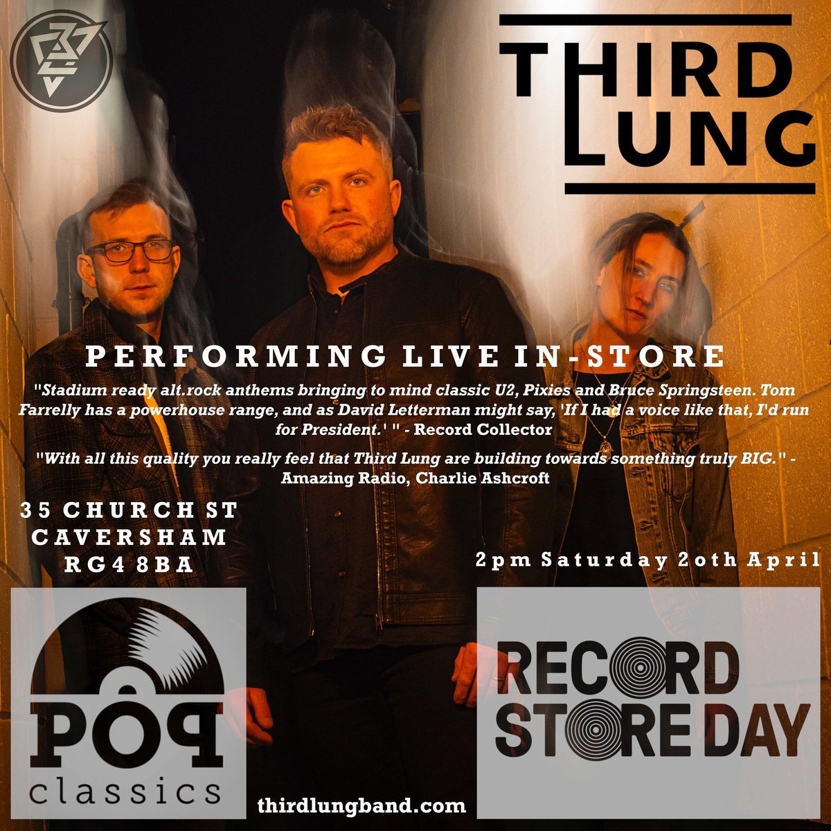 Tomorrow! 👀 Catch @ThirdLungUK as they play a special set for RECORD STORE DAY! 🎶💰 Head down to @popclassics1 in #caversham and celebrate this years @recordstoreday in style, as the band are set to perform a special stripped back set, live in-store at 2pm!