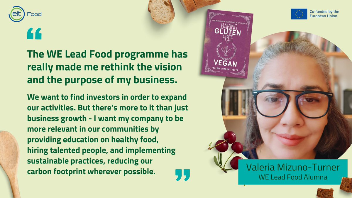 Valeria's son's health led her to launch a gluten-free, vegan Bakery & publish a recipe book, supporting those with health issues 🍞 She's among 220+ participants from 50 countries in #WELeadFood, empowering women leaders in the #FoodSector 👉 tinyurl.com/39kccr3n