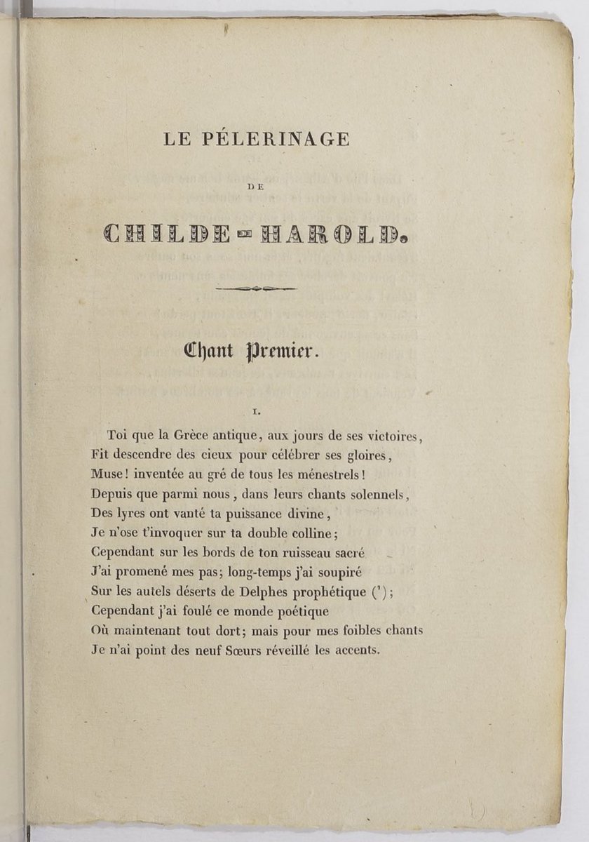 #VendrediLecture En hommage Lord Byron, mort #CeJourLà il y a 200 ans, Gallica vous propose de vous replonger dans les écrits romantiques de ce poète avec cette édition de 1828 du 'Pèlerinage de Childe-Harold' : c.bnf.fr/TR9