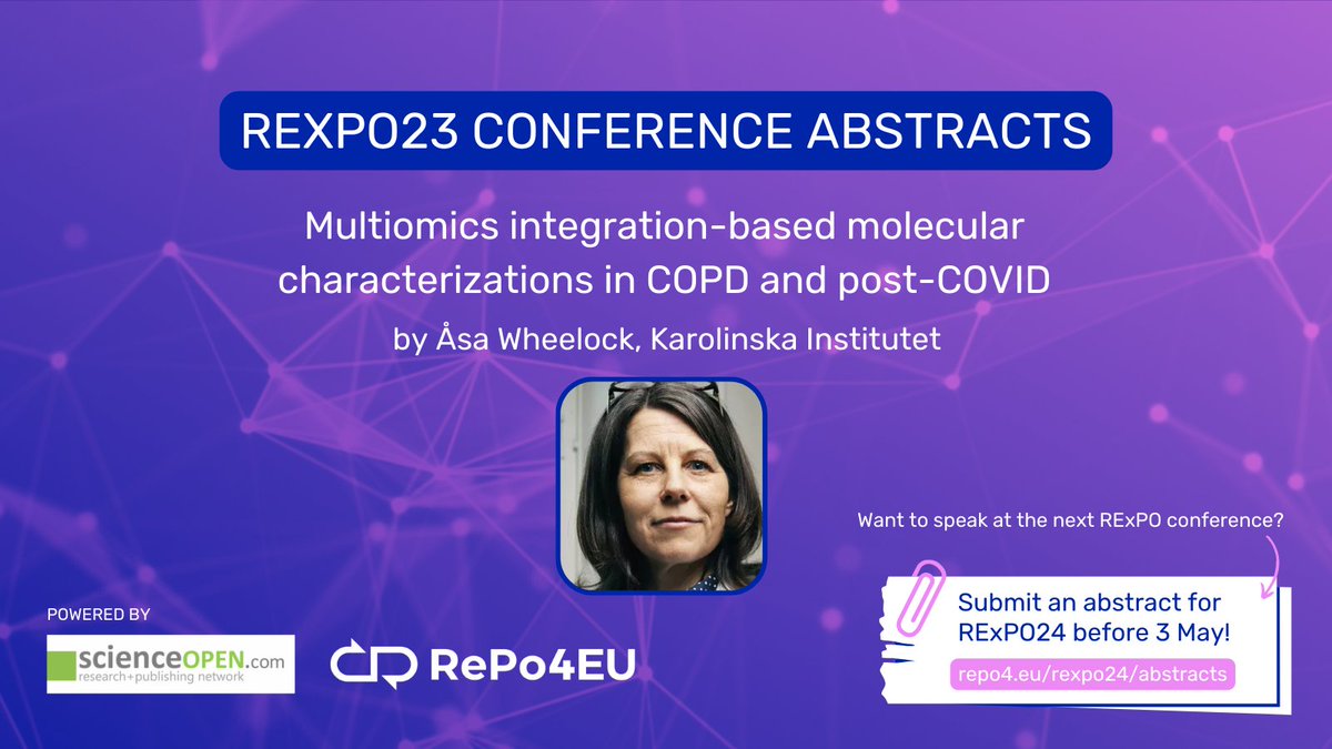 #ScienceFridays RExPO edition 🔬 ‘Multiomics integration-based molecular characterizations in COPD and post-COVID’ ✍️ by @AsaWheelock from @karolinskainst

🔗 Abstract published on our #RExPO23 Conference Series, curated via @Science_Open 👇
drugrepocentral.scienceopen.com/hosted-documen…