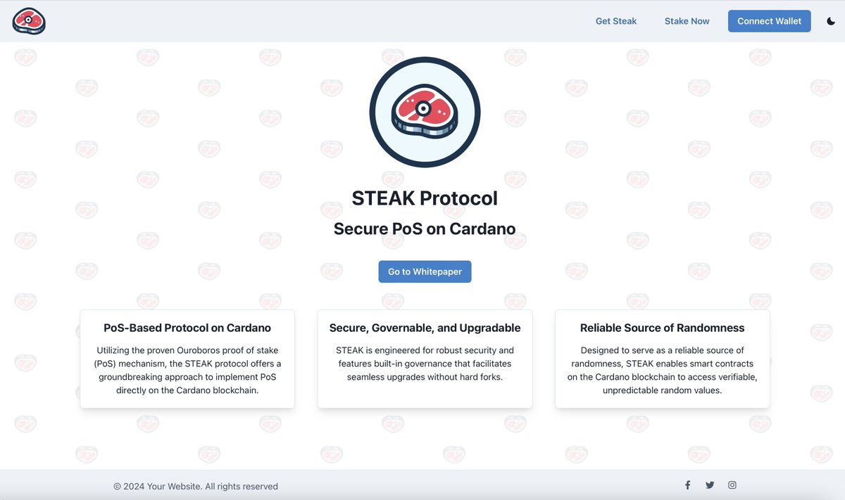 steakTokenADA's tweet photo. 🚀 Exciting news! Here’s the FIRST LOOK at the Steak Protocol DApp! 🥩✨ 

🎁 Don't forget about the AIRDROP!

More pages coming later today 🔥👀 https://t.co/KVM2Q0hps6