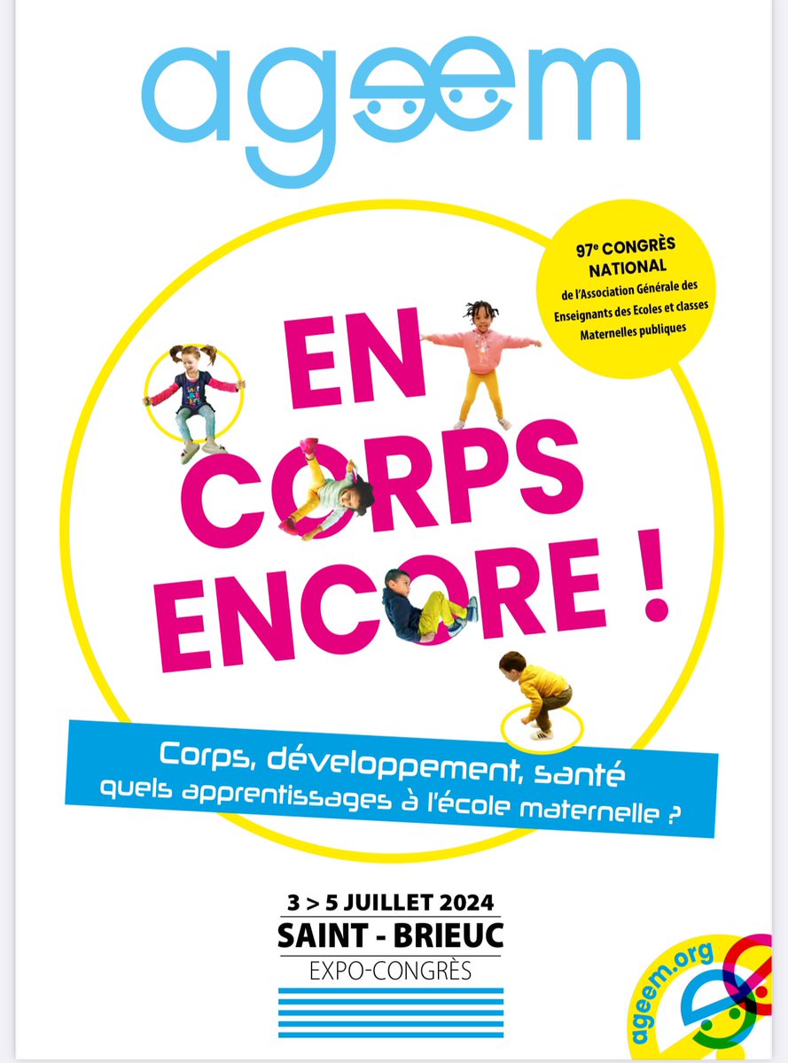 Rdv a saint Brieuc pour ce  rdv incontournable de formation ! #ecolematernelle #planmaternelle #fondamentaux #dvptmoteur
S’inscrire pour participer au congres national de l’ageem ?tous les renseignements sur ageem.org ! 

Rdv du 3au 5 juillet <a href="/saintbrieuc/">au levain briochin</a>
