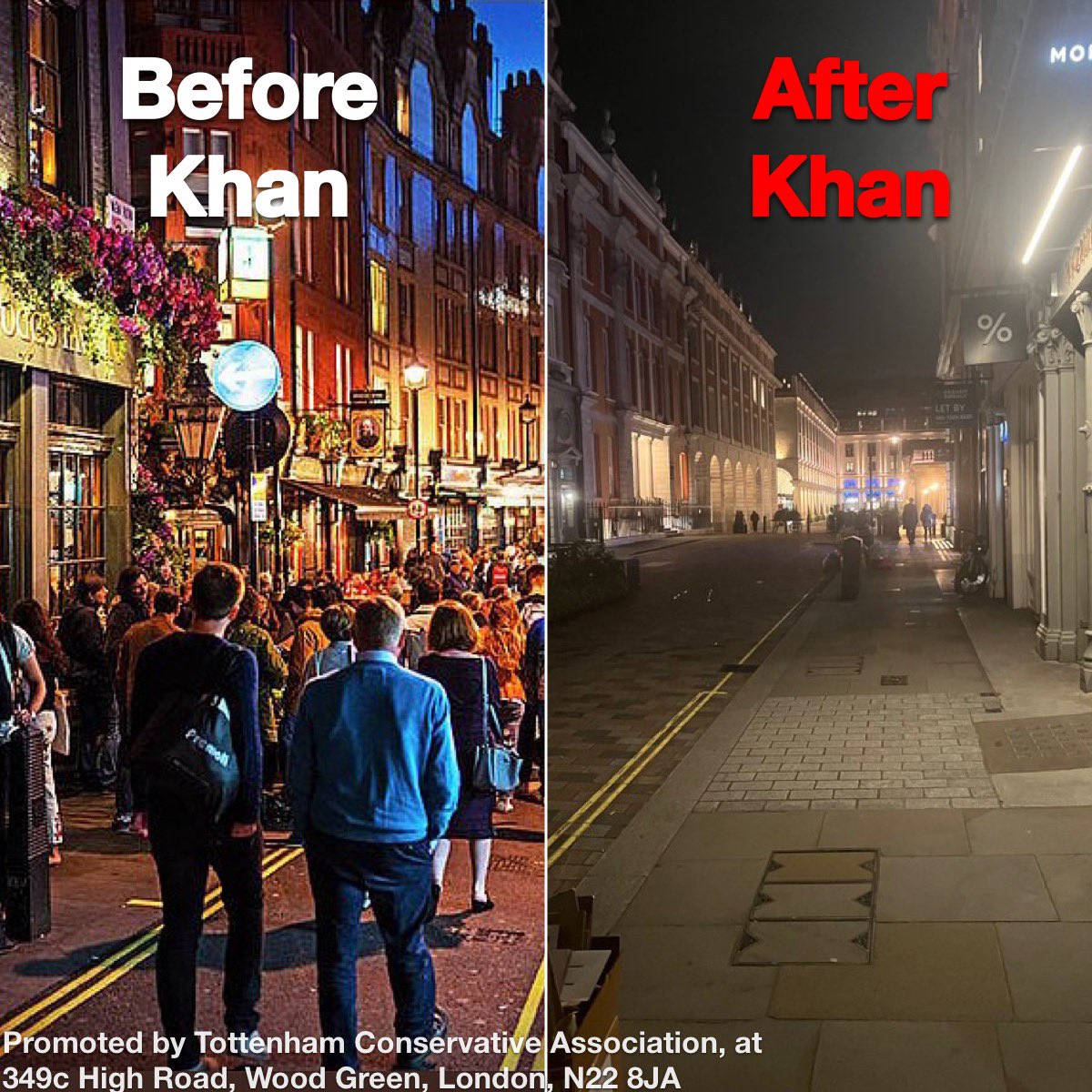 Khan is destroying London’s night time economy:

🔴1,100 clubs and bars closed
🔴10 nightclub closures a month last year
🔴Clubs like G-A-Y Late & Printworks have closed their doors.

Stop Khan making London boring, #VoteConservative