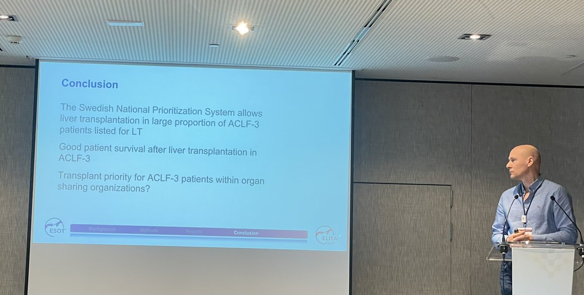 Results from great work at @sahlgrenska on transplanting patients with ACLF-3 #ELITAsummit  @ESOTtransplant