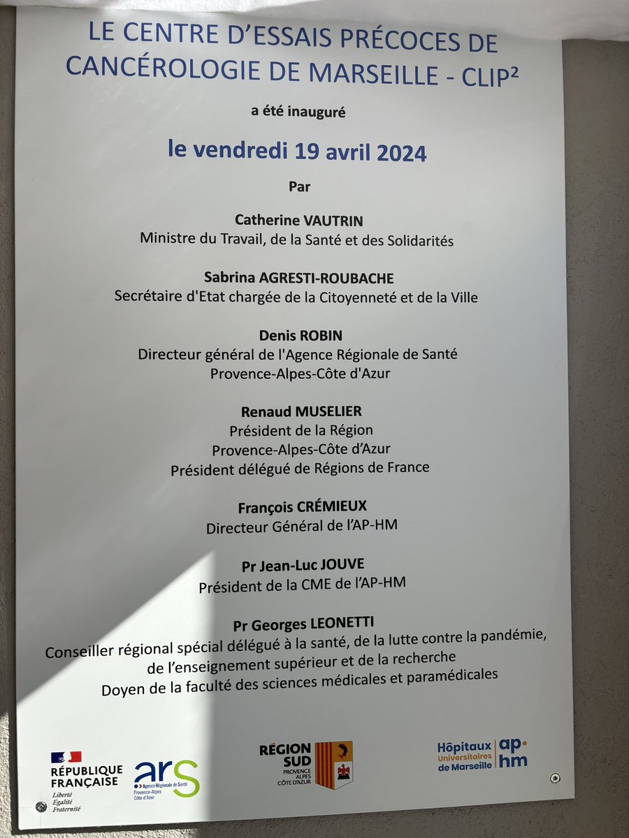 Ravie d'inaugurer ce matin, aux côtés de @CaVautrin, @RenaudMuselier et @MartineVassal, le centre d'essais précoces de concerologie de #Marseille et de poser la première pierre du SAMU Zonal. Ces projets, financés par le plan #MarseilleEnGrand et inscrits dans la modernisation de…