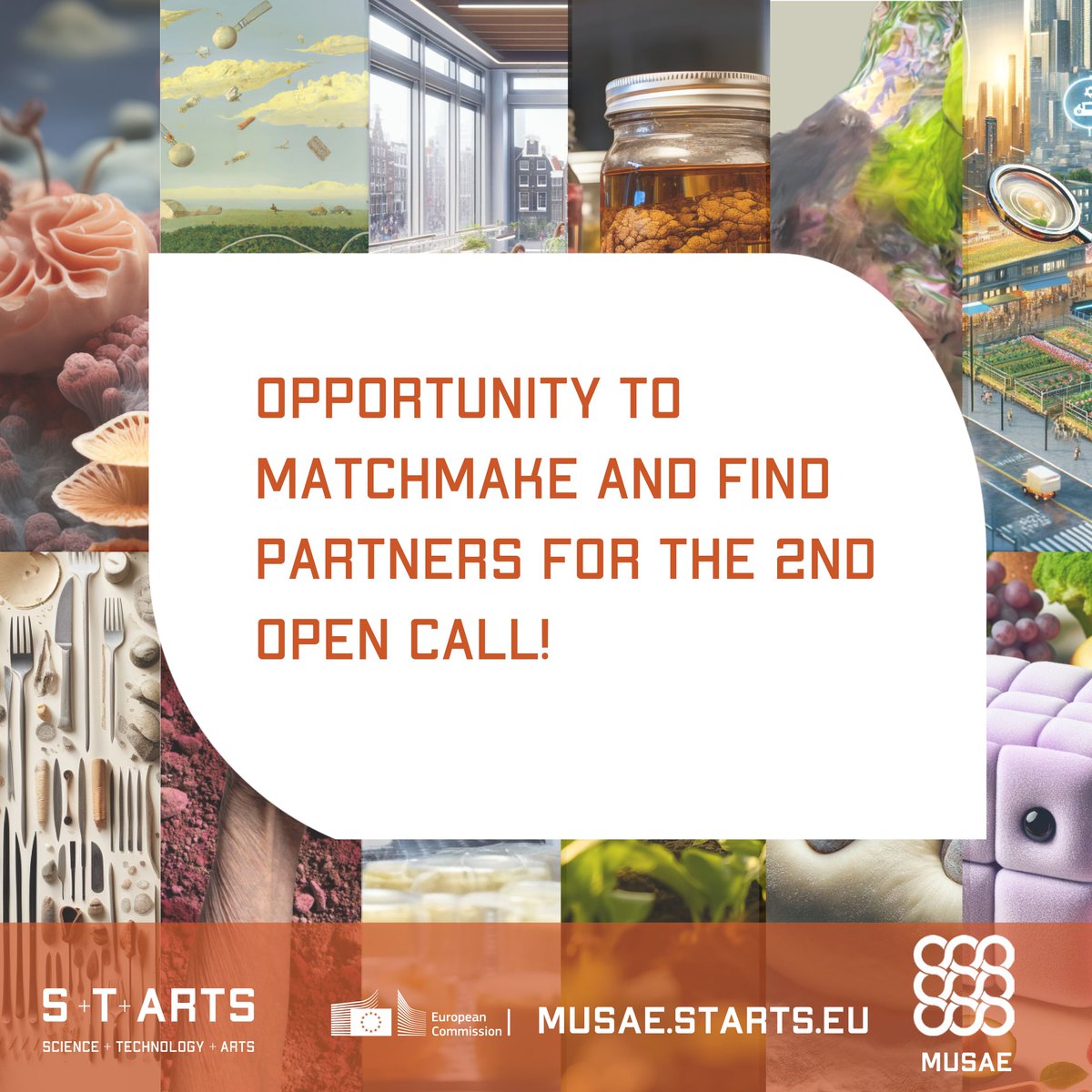 Are you thinking about applying for the MUSAE 2nd Open call but looking for an Artist or SME to team up with? Don't worry, we have a platform that can help to match Artists and SMEs with the same interests. Visit musae-matchmaking.b2match.io #science #tech #art #nutrition