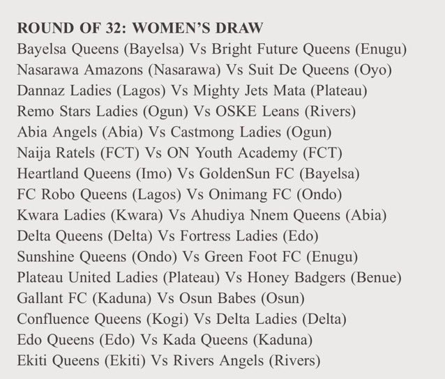 OskleanFA's tweet photo. NEWS :
Following the draws conducted at the NFF Secretariat in Abuja on Thursday, we will kick off our quest for the Federation Cup trophy against @RemoStarsLadies
The date, venue, and kick-off time of our fixture to be confirmed in due course.
#OskleanFA https://t.co/gamtUWxxdP