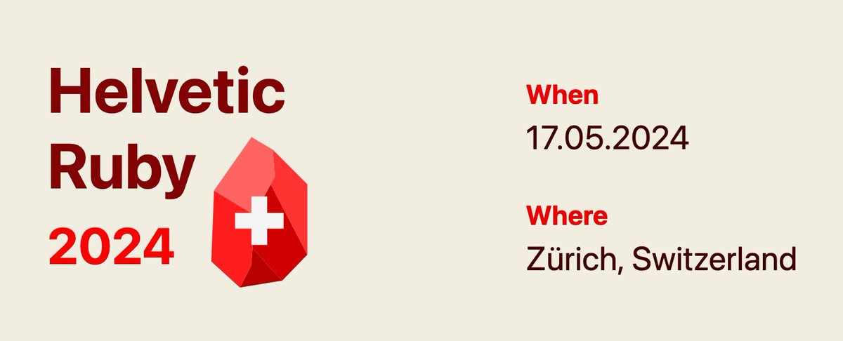 🎫We are giving away one ticket for @helvetic_ruby to the fastest Rails developer! Send us a message, or suggest someone -> rorvswild.com/contact RT or follow is not mandatory :)