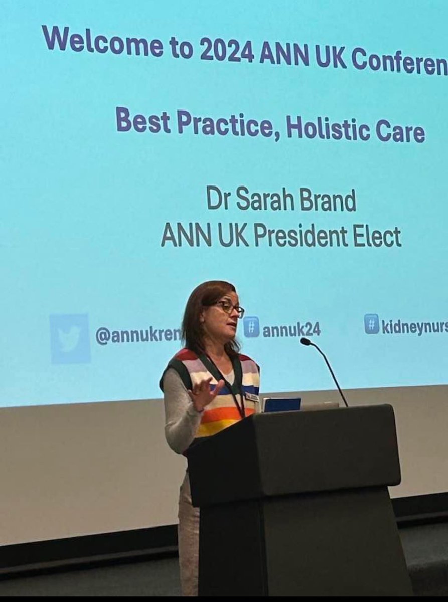 A welcome to day 2 from our President Elect <a href="/SarahBrand21/">Dr Sarah Brand RN PhD</a> 
#annuk24 #renalnurse