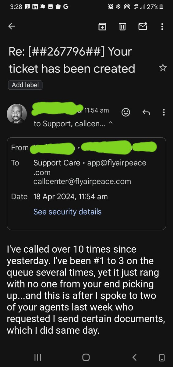 KarlOnuora's tweet photo. @flyairpeace Good morning,
As you suggested yesterday, attached is the evidence of my email to your team. 
I couldn't send you a DM bcos i'm not a Premium X/twitter subscriber.
Please help resolve. Thanks. https://t.co/QrN09RCXzl