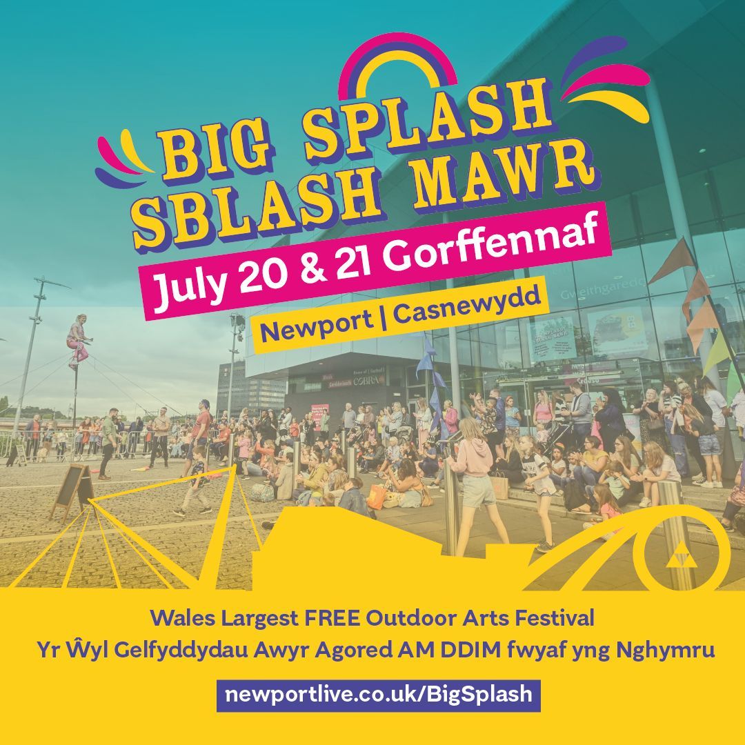 🎉Wales’ largest free outdoor arts festival ‘Big Splash’ returns this Summer!🌞 The Big Splash Festival returns on Saturday 20th and Sunday 21st July, transforming Newport city centre into a vibrant hub of creativity and celebration. Find out more here: buff.ly/3Unemgd