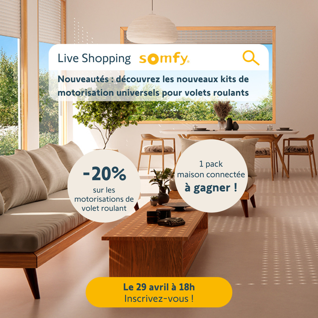 [LIVE SHOPPING SOMFY] Nous organisons un nouveau Live Shopping « Nouveautés : découvrez les nouveaux kits de motorisation universels pour volets roulants » le 29 avril à 18h.

Inscrivez-vous vite : fcld.ly/rfnchhf

#LiveShopping #Somfy