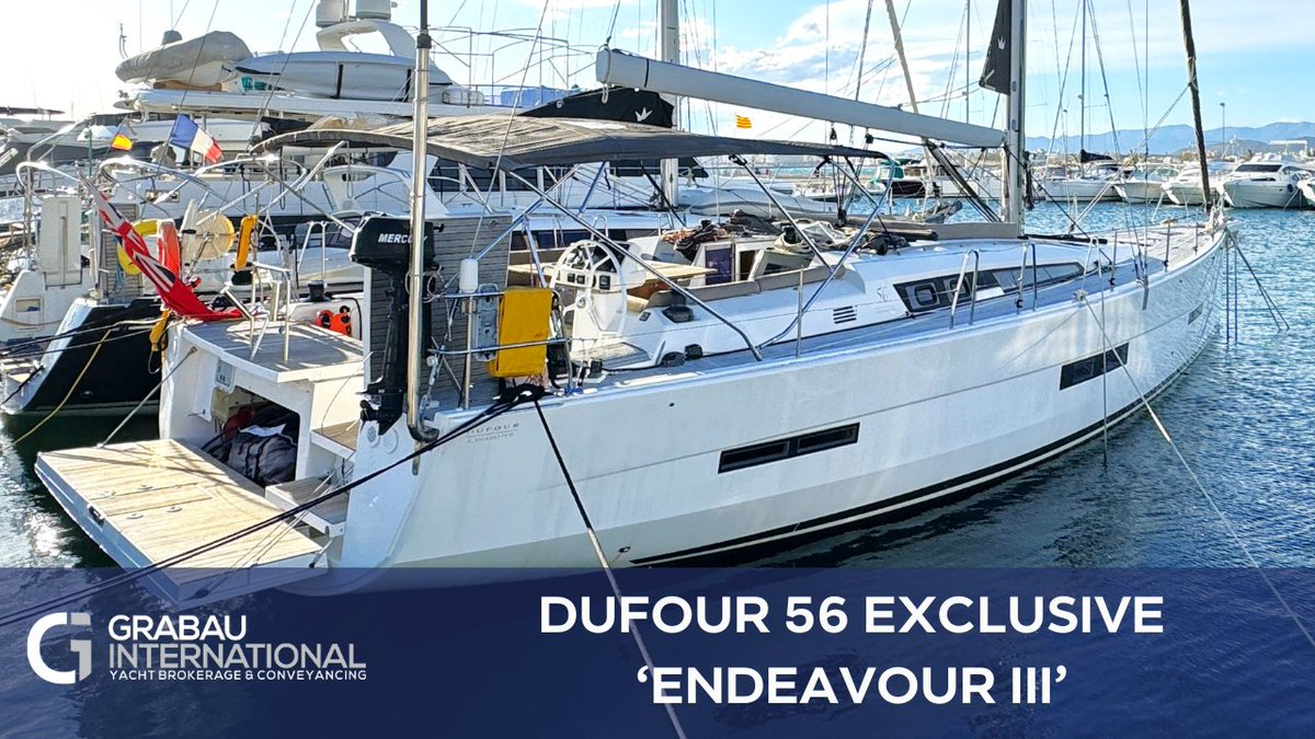 Check out the 2018-launched Dufour 56 Exclusive 'ENDEAVOUR III' - For sale with Grabau International.

ow.ly/pn4U50RhRFs

#luxuryyacht #yachtsforsale #dufouryachts #dufour56 #cruisingyacht #bluewateryacht #bluewatercruiser #charteryacht #felciyachtdesign