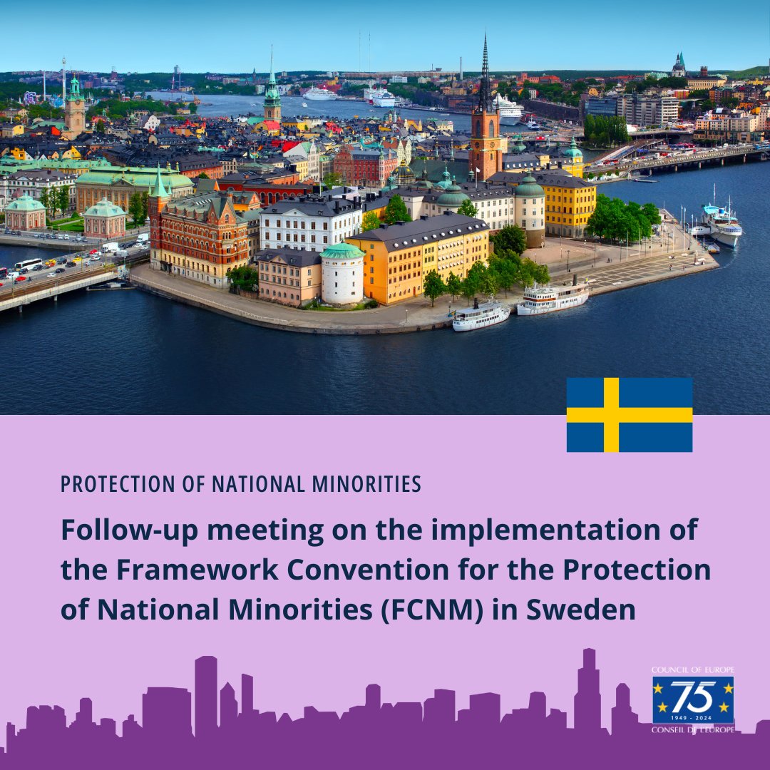 📅Today in Stockholm 🇸🇪: Follow-up meeting on the implementation of the #FCNM in Sweden gathering representatives of the Advisory Committee, of #minorities and government officials to exchange on the recommendations from the last monitoring cycle. ➡️go.coe.int/wO2wY