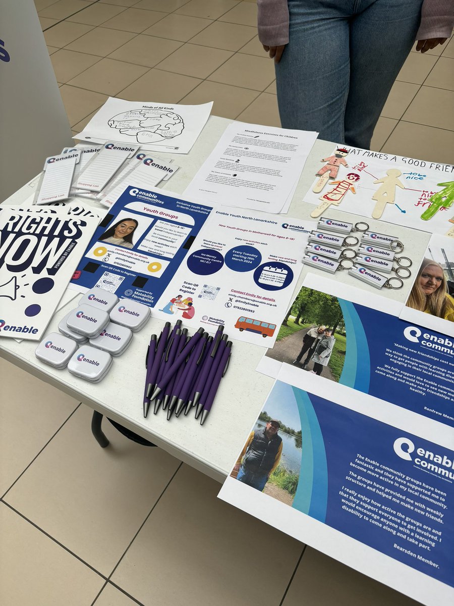 We are here at the #MentalHealthAwarenessDay in the Antonine Shopping Centre with the #RotaryCumbernauld to talk to people about how many of the projects at @Enable_Tweets promote positive #mentalhealth and #wellbeing for young people and adults with learning disabilities #Enable