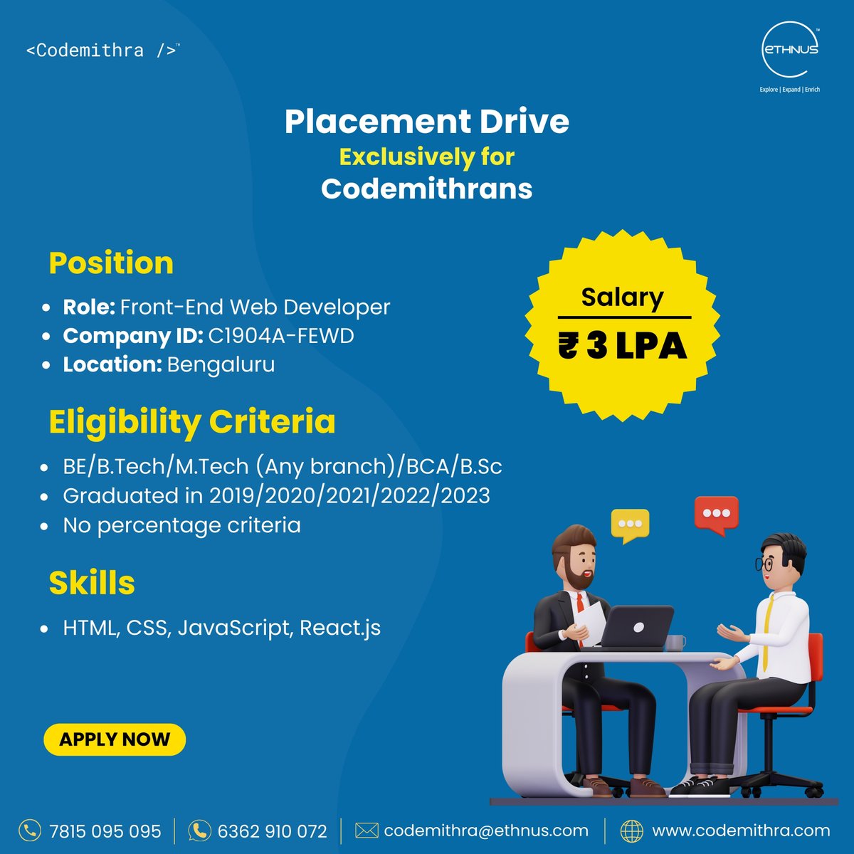 Build a career of your choice in emerging technology.

codemithra.com/mern-stack/

#PlacementDrive #joboffer #career #tech #jobseekers #technology #job #jobhunt #jobhiring #jobalert #jobforyou #jobhunting #opportunity #skills #jobs #training #placements #developer #cybersecurity