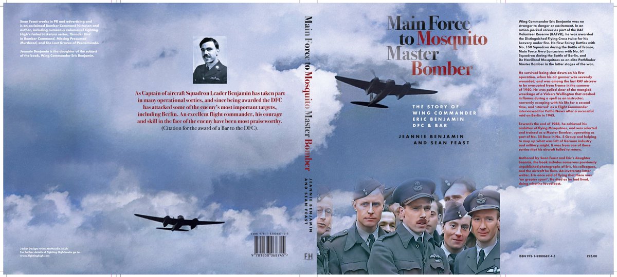 About to press print button on latest book from my company @FightingHigh - Main Force to Mosquito Master Bomber - The Story of Wing Commander Eric Benjamin DFC & Bar. Love it when I get to see final jacket design, herewith. Further details about book here fightinghigh.com/collections/20…