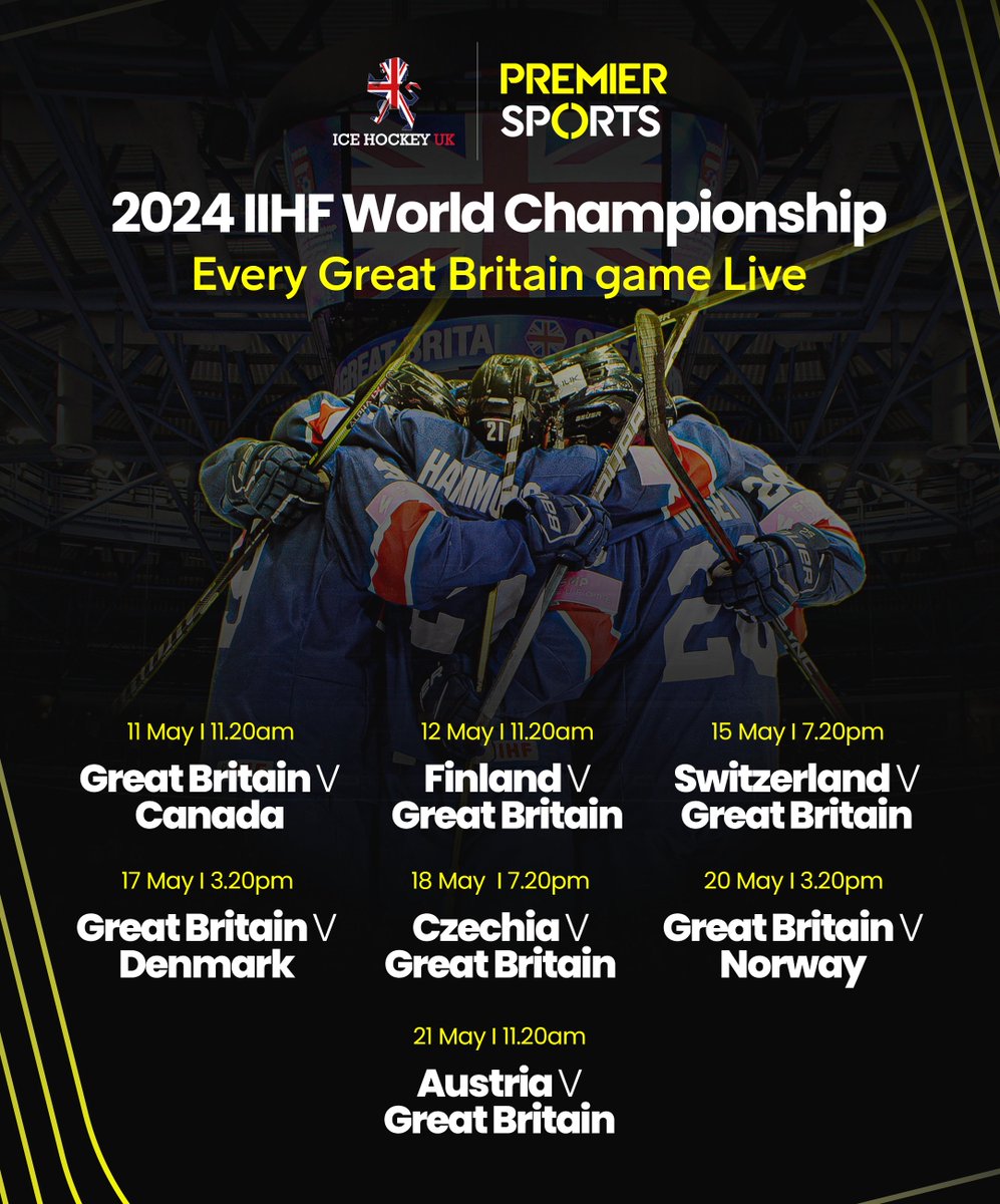 🗺️ The IIHF Worlds: Coming your way 🇬🇧 Premier Sports will show 25 games live including EVERY Great Britain match 🤩 Less than a month before it all begins!