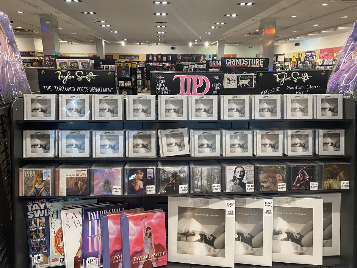 It’s HERE! Get #TaylorSwift’s #TheTorturedPoetsDepartment NOW. We have a #hmvexclusive phantom clear vinyl too. Of course we’ve got all her previous albums if you really wanna treat yourselves. Let us know your favourite track! • #hmvLovesVinyl #TTPD