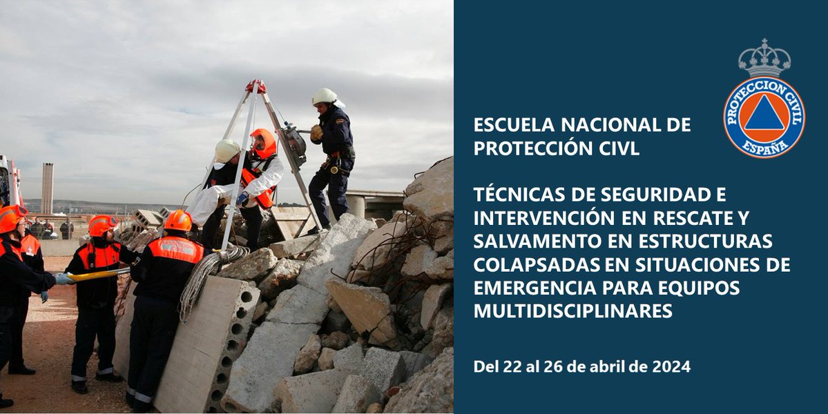 El lunes 22 de abril comienza en la Escuela Nacional de @proteccioncivil @interiorgob un curso para equipos de primera intervención en emergencias con derrumbes de edificios o infraestructuras Oferta formativa #ENPC👉bit.ly/3ow9SH0