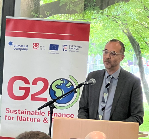 🗨️Our Team Leader, Hugo Rivera Mendoza held a keynote speech to launch the #Workshop we co-organised with Climate & Company. 📚Learn more about our collaboration 'Sustainable Finance for Nature & People': shorturl.at/agCOV