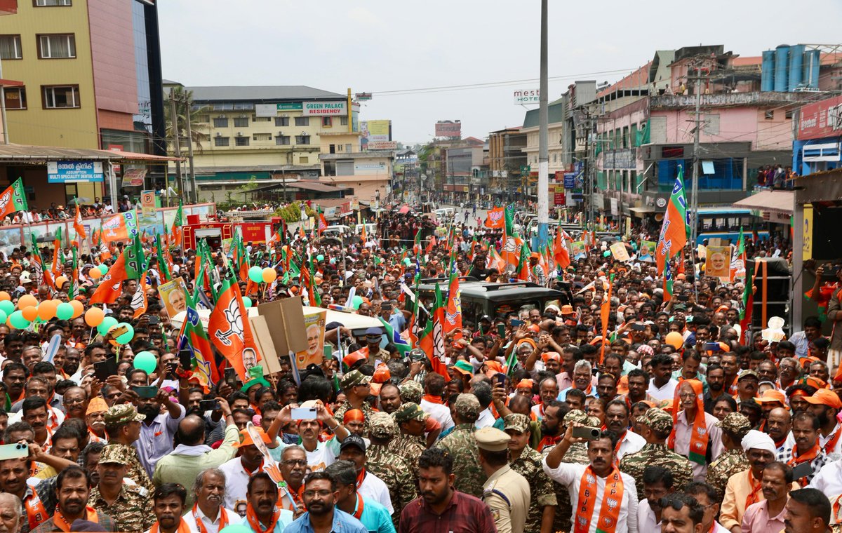 The enthusiasm of the people of Wayanad during our roadshow was exceptional. Under the Congress regime, the people have always been victims of appeasement politics and corruption. In this upcoming election, Kerala, the 'God's Own Country,' will strengthen its support for the NDA…