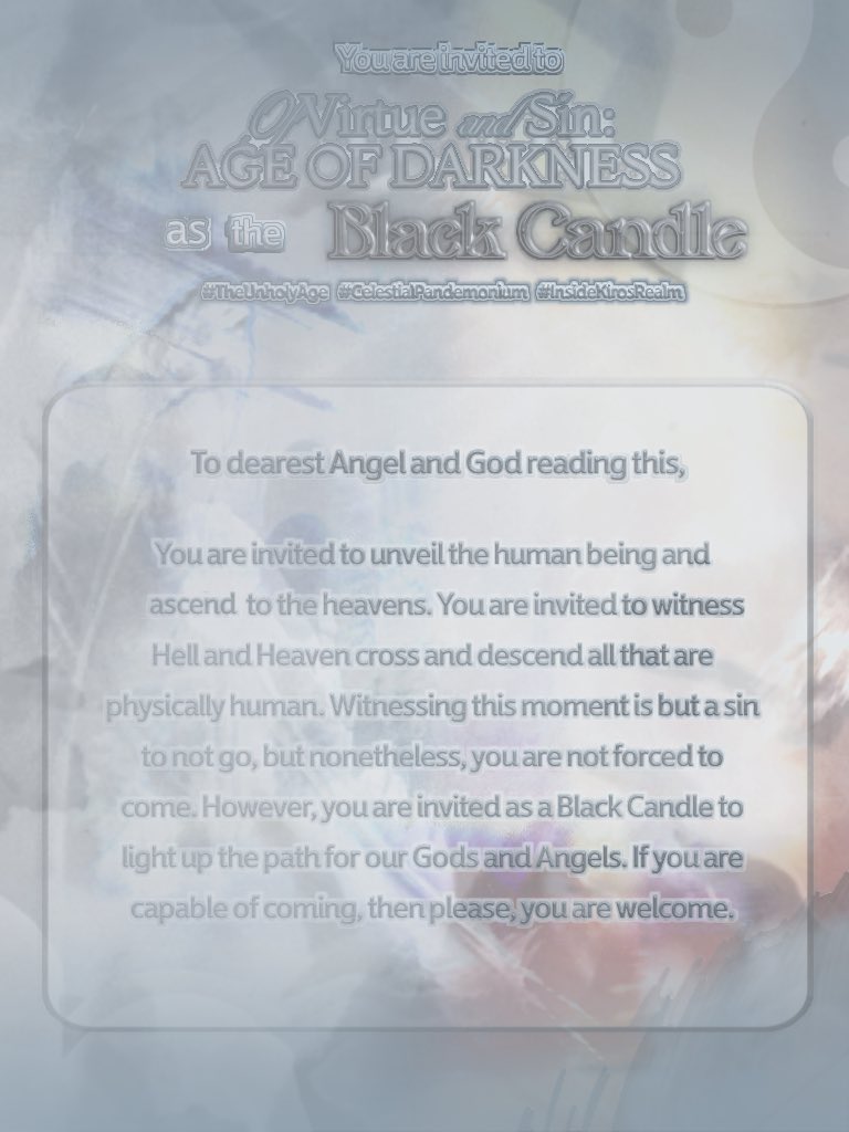 ulapverse's tweet photo. ㅤ
I、 Johaness Claude、 am taking on the
gleaming facade of APOLLO
as Persephone's Black Candles 🌑
#TheUnholyAge
#CelestialPandemonium
#InsideKirosRealm
ㅤ https://t.co/RfIOf02mSk