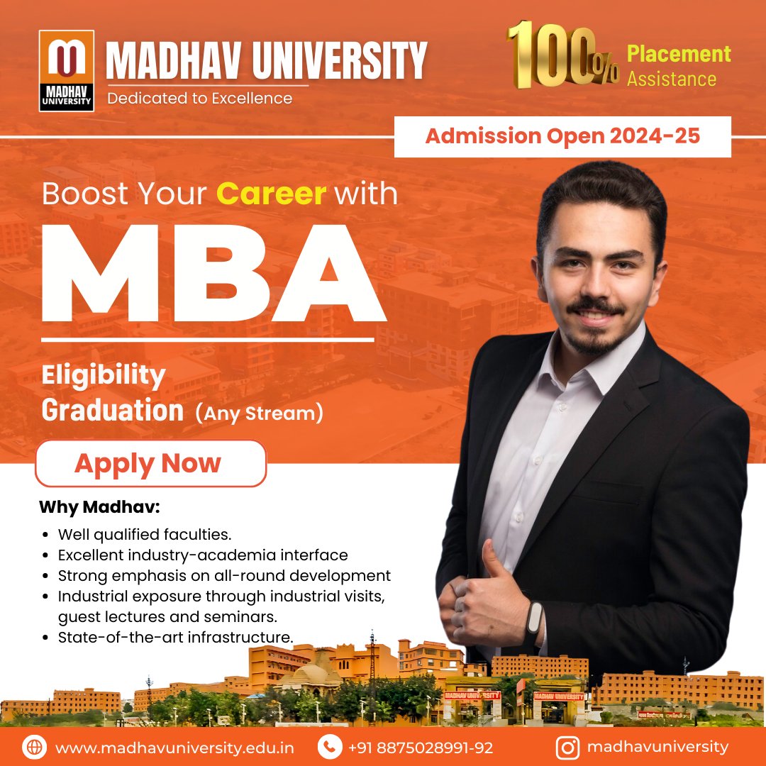 Unlock Your Potential with Madhav University's MBA Program! 🚀 #MadhavUniversity #MBA #CareerBoost #IndustryInterface #AllRoundDevelopment #StateOfTheArt