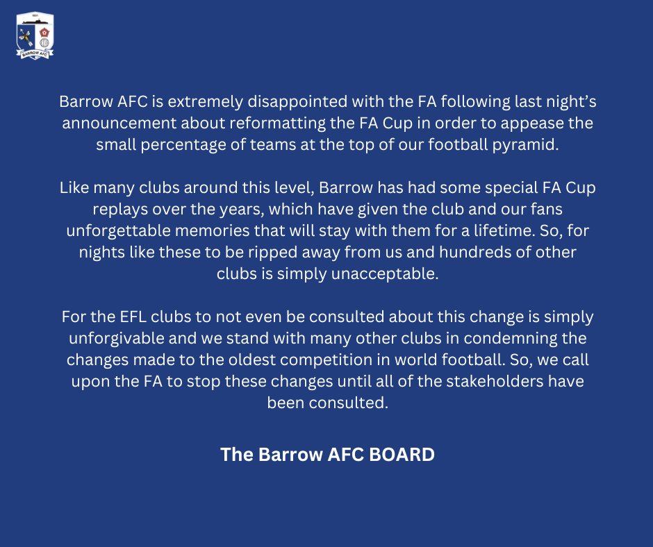 Club statement #WeAreBarrow