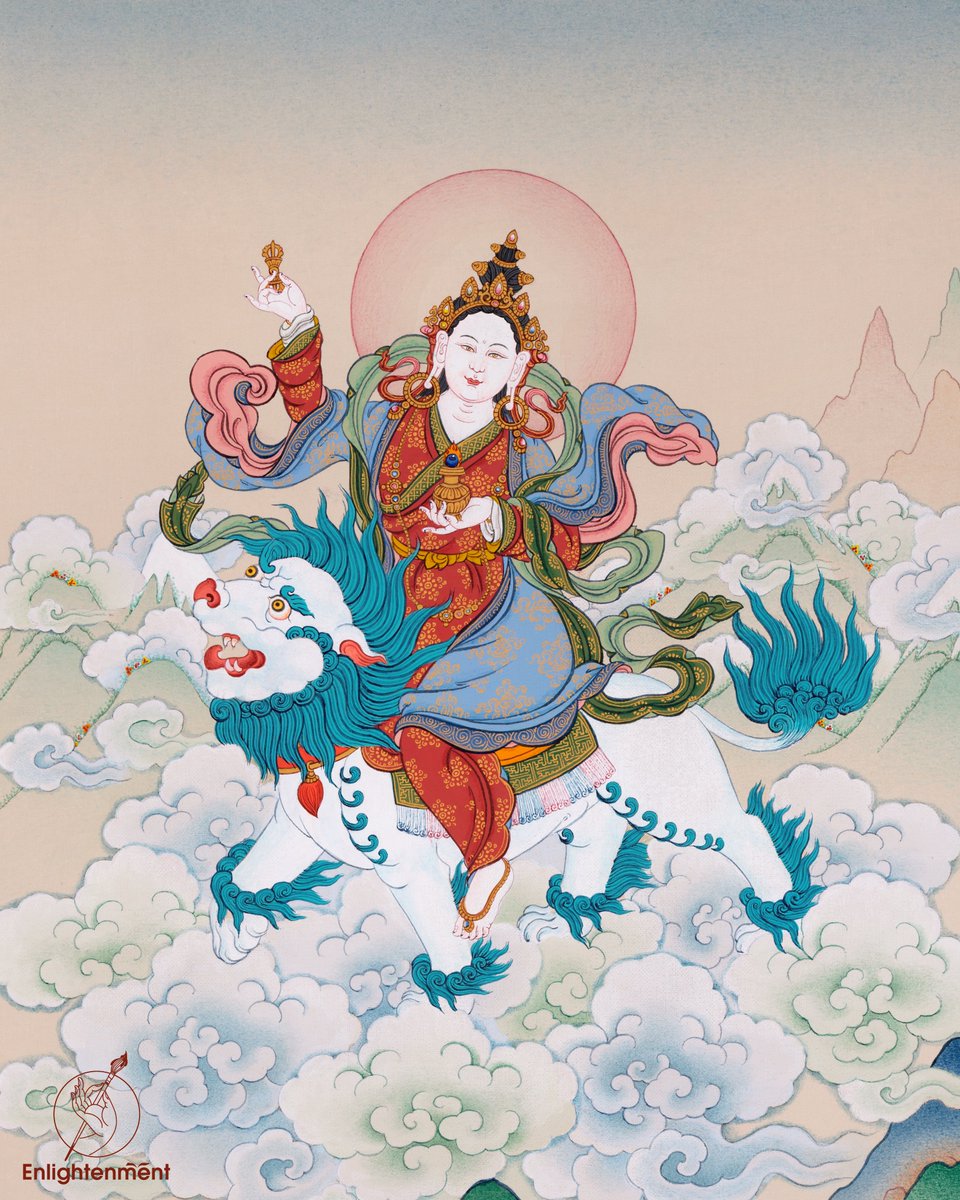 Embrace the gentle yet powerful presence of Tsheringma in this small thangka, a masterpiece of compassion and purity. 🌸🙏 SKU: 21234 #enlightenmentthangka #Tsheringma #Thangka #TibetanBuddhism #Compassion #SpiritualGrace