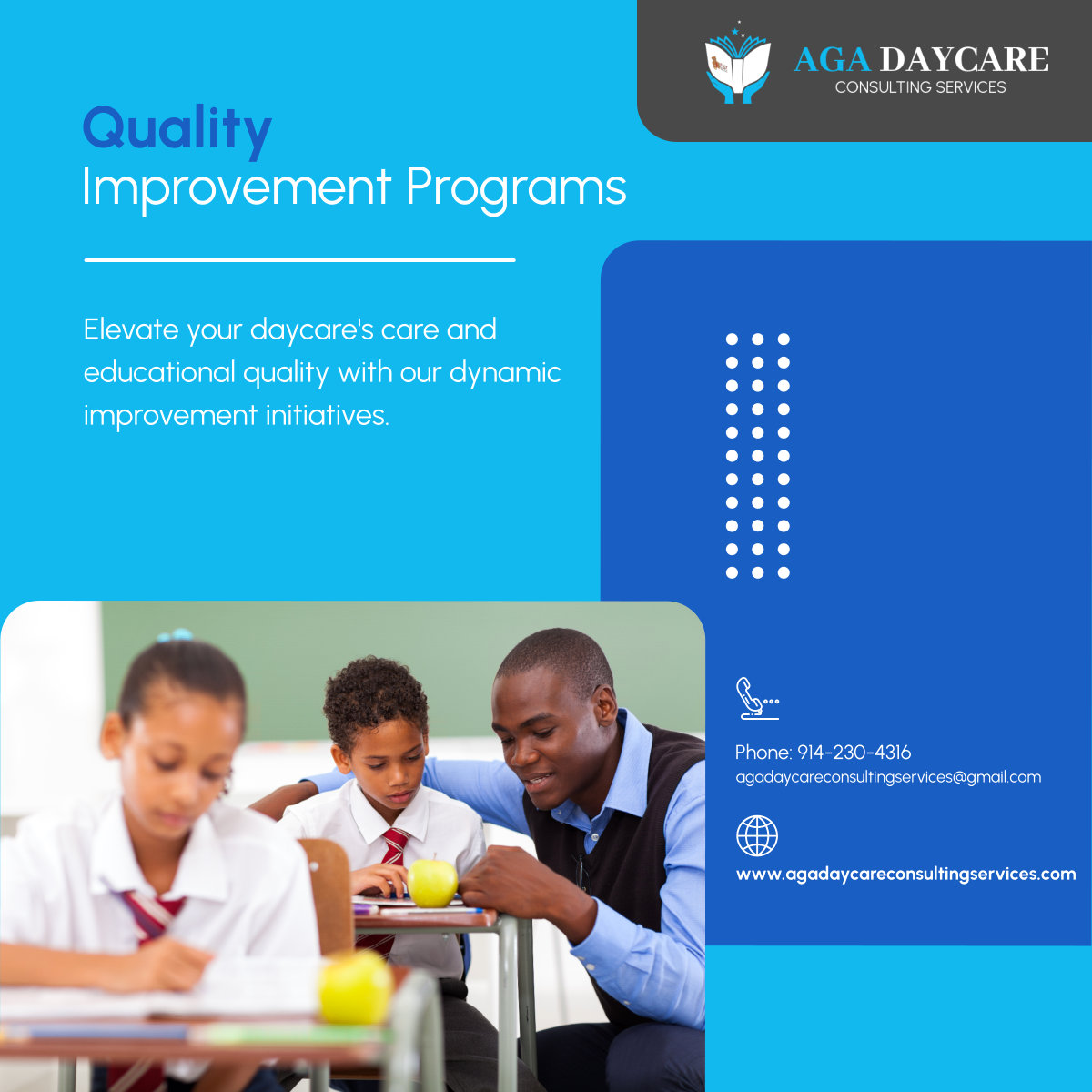 Experience transformative care with our quality improvement programs. Elevate your daycare to new heights of excellence! 

#NewRochelleNY #DaycareConsulting #QualityImprovement