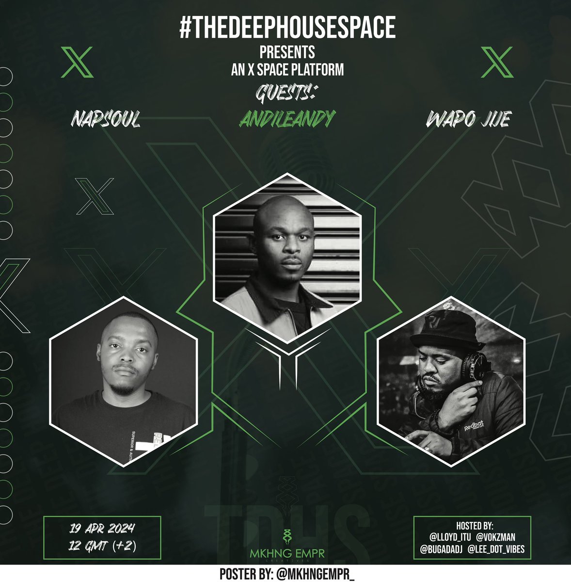 #TheDeepHouseSpace 🎙️ @napsoulmagic - Gongo EP @andileandyCA - The Last 20 Years EP @WAPOJije - Dear Abefuni 🗓️ Today 19 April 2024 🕰️12pm 📍 X Spaces