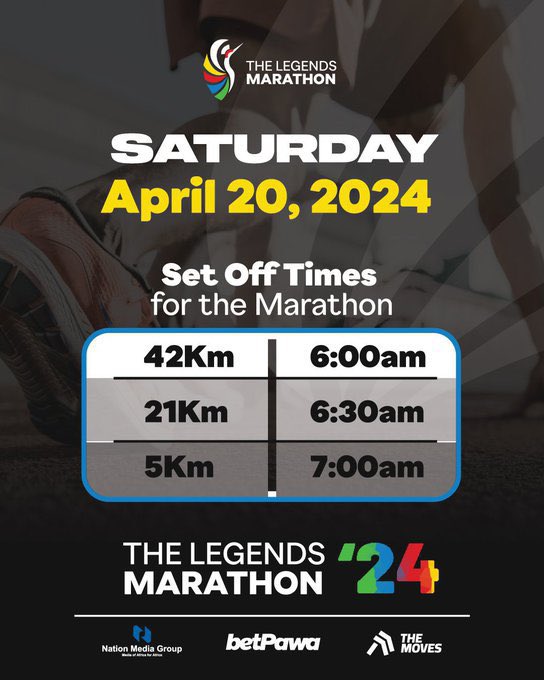 Setting time for each race guys the first race starts at 6am . Come in time so that you fully engage in tomorrow’s legend marathon activities 📣
#TheLegendsMarathon2024