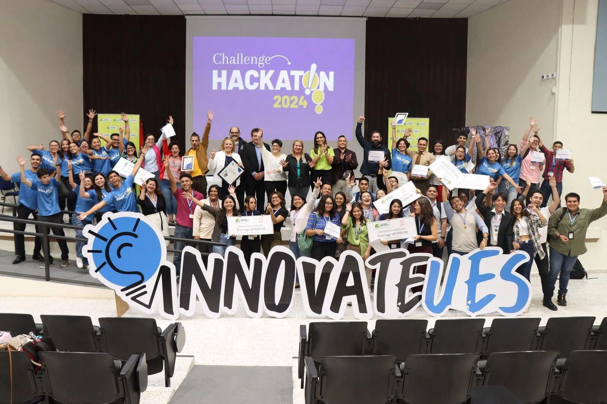 ¡Felicidades a los equipos ganadores del Challenge Hackathon de #InnovateUES! Recibirán el acompañamiento del Centro de Fomento de la Innovación y el Emprendimiento de la @UESoficial para impulsar sus startups y proyectos sociales innovadores en #ElSalvador @pedrocarceller