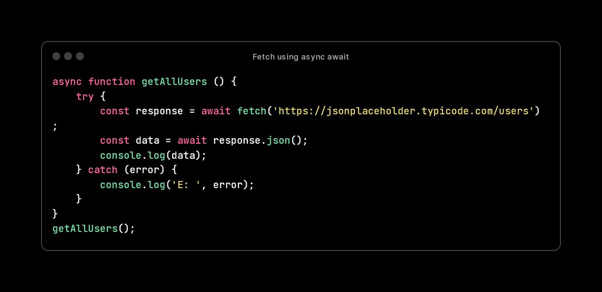 alok_tw's tweet image. Today&apos;s JS discovery: the Fetch API. It&apos;s a game-changer compared to XMLHttpRequest. Fetch simplifies data retrieval with a cleaner syntax and native promise support, making async requests a breeze. #JavaScript #FetchAPI
