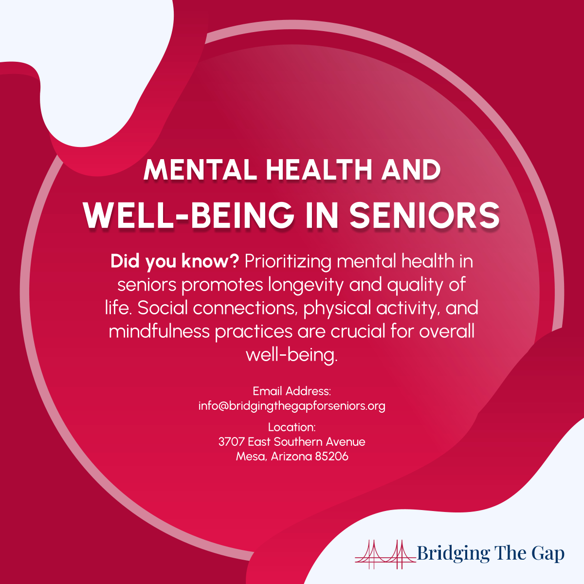 Unlock the secret to a fulfilling golden age! Discover how nurturing mental health boosts seniors' vitality and joy. Join the journey to wellness today. 

#SeniorWellness #MindfulAging #MesaAZ
