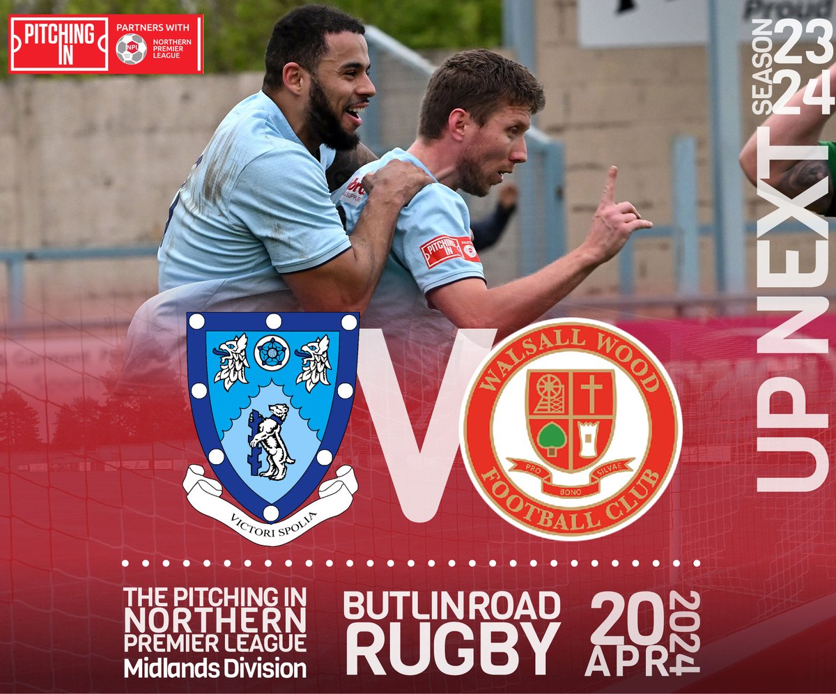 👇 UP NEXT! Rugby v @WalsallWoodFC It's our final home game of the season tomorrow in the @NorthernPremLge Midlands as Walsall Wood make their first competitive visit to Butlin Road. 🗓️ Saturday 20 April 🕒 3pm 🎟️ Adults £10 | OAP £5 | U18 £5 | U12 £2 #utv