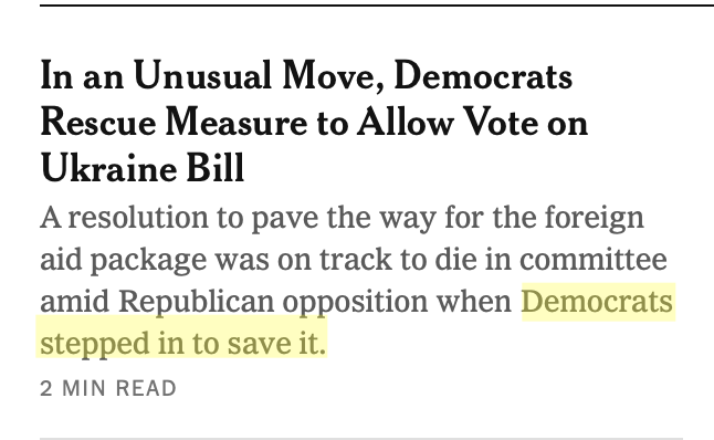 Bipartisanship is expected of Democrats while the media give Republicans a pass on trying to screw over their own leader. I don't make the rules.