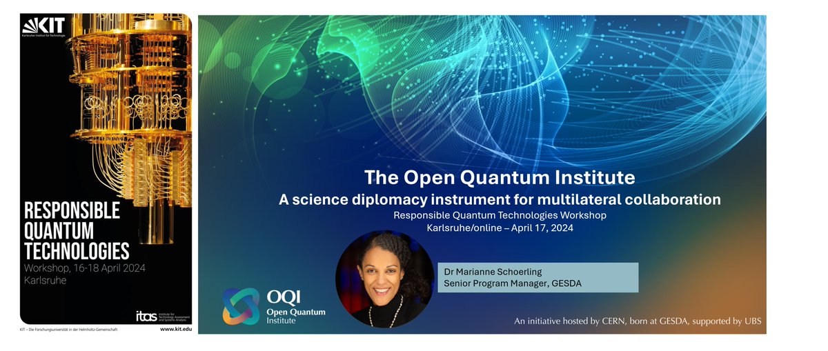 OQI was involved in presenting at the annual Responsible Quantum Technologies (ResQT) Workshop by <a href="/KITKarlsruhe/">Shmoopy</a> how the OQI contributes to the emergence of responsible quantum technology. Read more in OQI’s Intelligence Report: cern.ch/oqi-intelligen…
