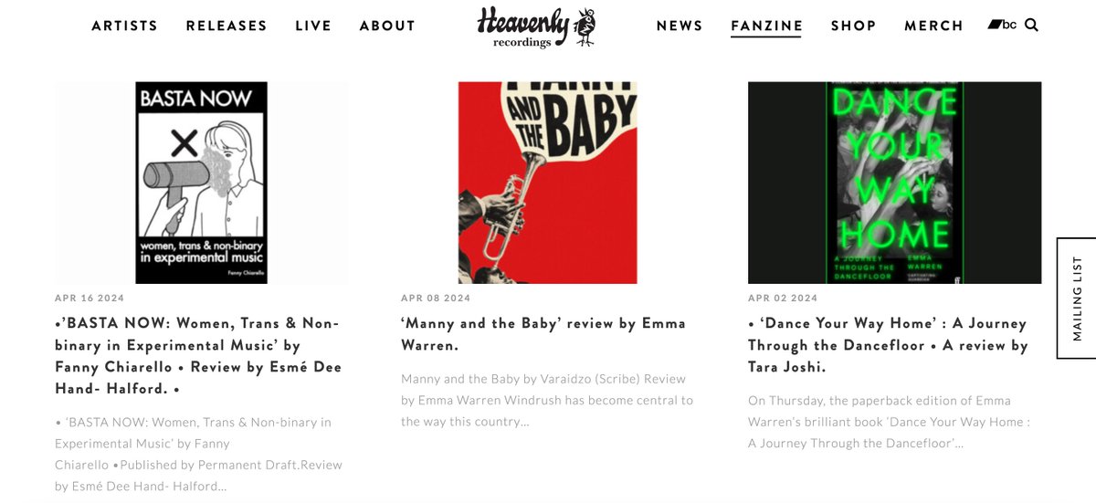 If you've been enjoying the selection of books over on our Bandcamp recently, you might be interested in reading the reviews over on the 'fanzine' section of our website! Featuring reviews from friends, musicians and writers that we admire ✏️ heavenlyrecordings.com/fanzine/
