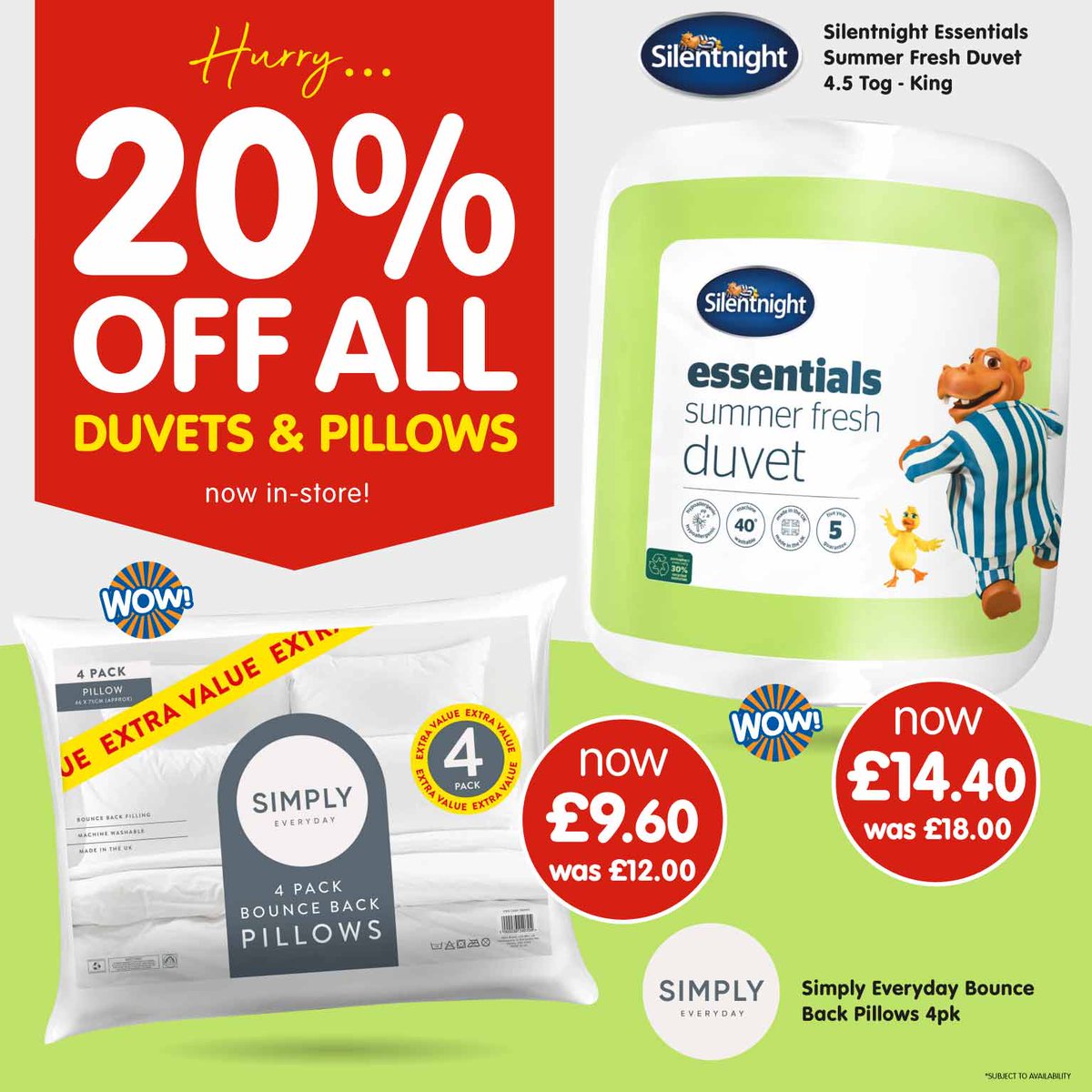 ✨ We've got an incredible 20% off ALL duvets & Pillows, in-store now! ✨ With everything you need for a bedroom refresh for the cooler months, there're savings on Silentnight, Downland and much more🛏️! Who's popping into B&M to grab these before they're gone💖?!