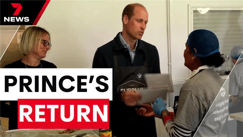 Prince William has returned to work after his wife's shock cancer diagnosis. The future monarch supported charity volunteers as they sent their well wishes to both Princess Kate and the King. youtu.be/aEWAfEzYnpQ @ashleemullany #7NEWS