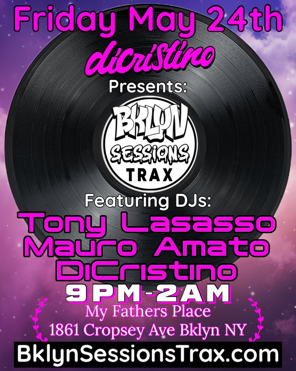 Friday May 24th @bklyn_sessions_trax presents our first monthly event in Brooklyn NY at @myfather.place with @tonylasasso @djmauroamato and @dicristino_ celebrating (Bklyn Sessions Trax) record label launch!

Sound system provided by @djmauroamato 

BklynSessionsTrax.com