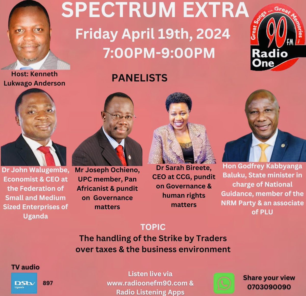 @KabbyangaB @Ochieno @JohnWalugembe @SarahBireete are on the #SPECTRUMEXTRA panel this evening focusing on the EFRIS strike and other trade related matters @ccgea1 @JosephinNdagano @kacita_uganda @GovUganda @rs1elvis @PerryAritua @SEATINIUGANDA